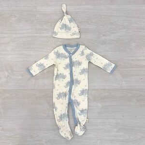Burt's Bees Baby Organic Cotton Infant Sleepwear Set 6-9M Tree Print Blue Trim